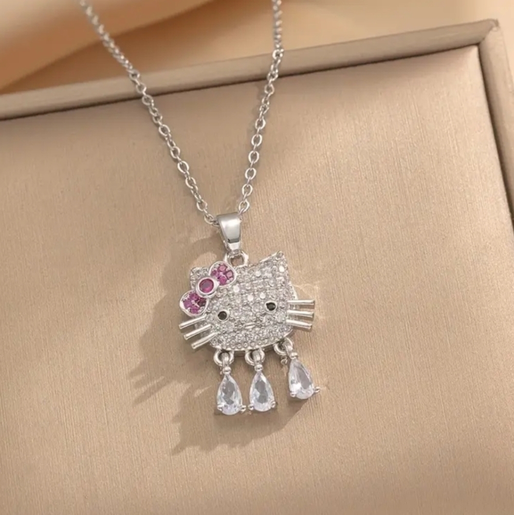 High Quality Niche Hello Kitty Silver Necklace